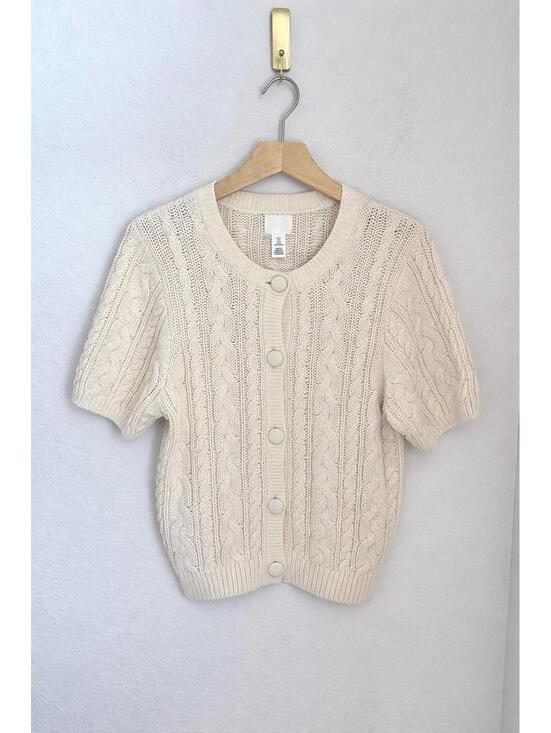 H&M Sweaters - H&M Cream Chunky Cable Knit Button Up Cardigan Sweater